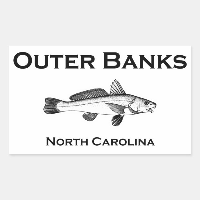 Sticker Rectangulaire Banques Extérieures Caroline du Nord Surf Pêche (Devant)