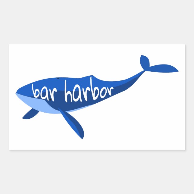 Sticker Rectangulaire Bar Harbour Maine Whale (Devant)