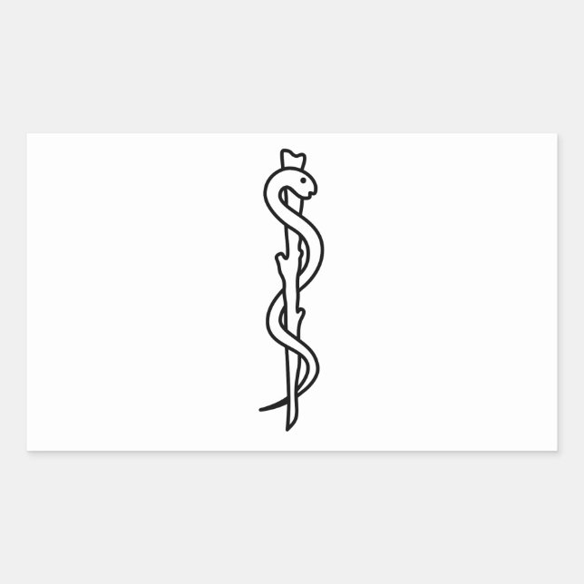 Sticker Rectangulaire Barre d'Asclepius [symbole médical] (Devant)