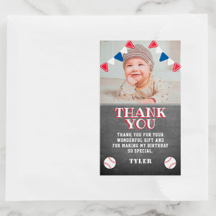Sticker Rectangulaire Baseball Chalkboard Enfants Photo Anniversaire Mer