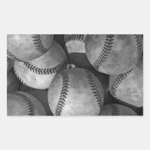 Sticker Rectangulaire Baseball noir et blanc