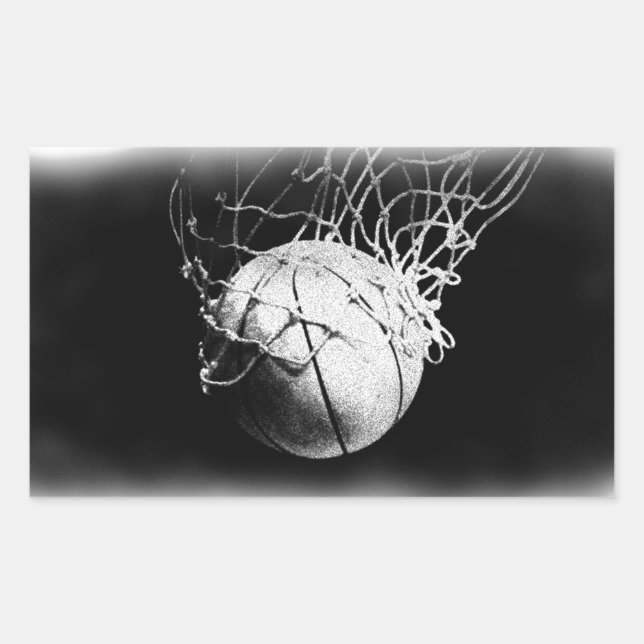Sticker Rectangulaire Basket-ball noir et blanc (Devant)