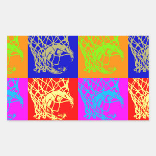 Sticker Rectangulaire Basket-ball Pop Art