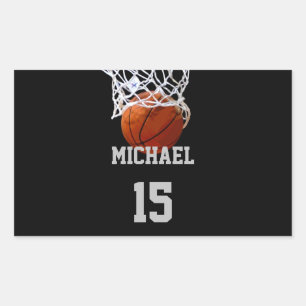 Sticker Rectangulaire Basket-ball Votre nom