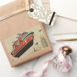 Sticker Rectangulaire Bateau de croisière d'hélicoptère de science-ficti