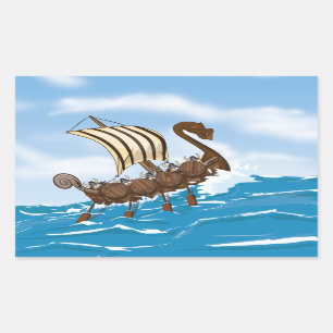Sticker Rectangulaire Bateau Viking