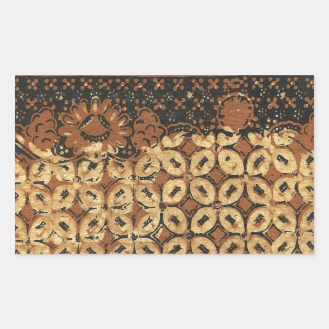 Sticker Rectangulaire Batik Earthy Coffee Bean Élégant Rustique robuste (Devant)
