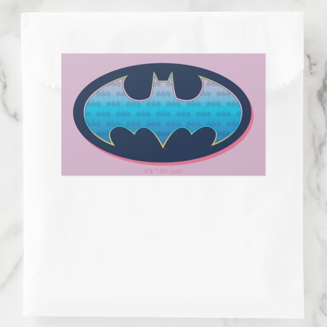 Sticker Rectangulaire Batman | Symbole rose et bleu (Sac)