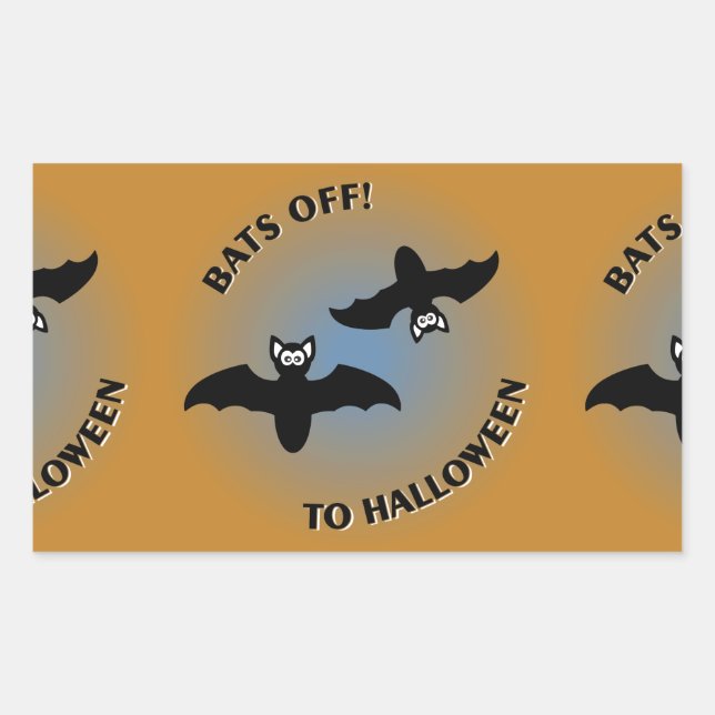 Sticker Rectangulaire Bats d'Halloween bleu orange (Devant)
