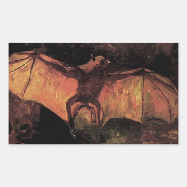 Sticker Rectangulaire Batterie de renard volante par Vincent van Gogh (Devant)