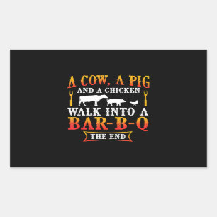 Sticker Rectangulaire BBQ Barbecue Barbecue Barbecue Plaisanterie Gril