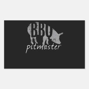 Sticker Rectangulaire BBQ BBQ Pitmaster Pig Grill Fars Day