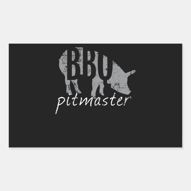 Sticker Rectangulaire BBQ | BBQ Pitmaster Pig Grill Fars Day (Devant)