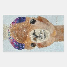 Sticker Rectangulaire Beanie Llama