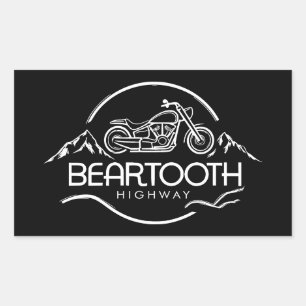 Sticker Rectangulaire Beartooth Highway Montana Wyoming Motorcycle