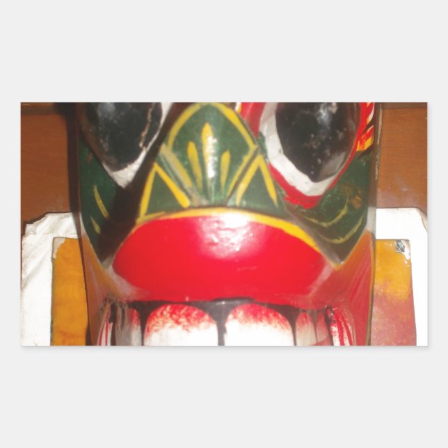 Sticker Rectangulaire Beau art traditionnel sri-lankais de masques de fe (Devant)