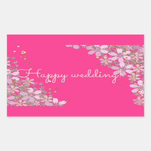 Sticker Rectangulaire Beau autocollant, accueil, vacances, cadeau, rose