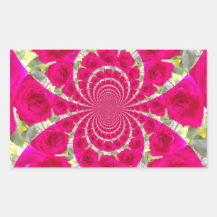 Sticker Rectangulaire Beau Extraordinaire Roses rouges Motif Kaleidoscop