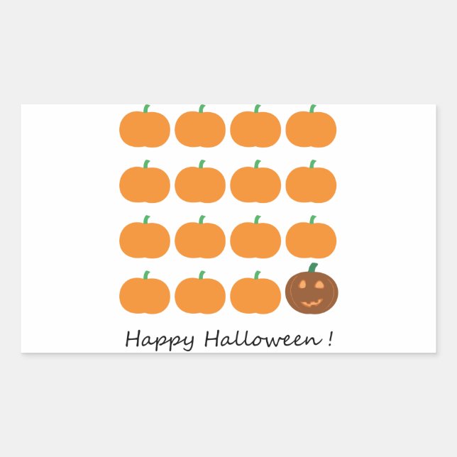 Sticker Rectangulaire Beau Patch Citrouille Halloween (Devant)