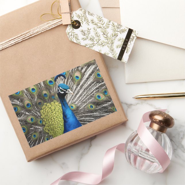 Sticker Rectangulaire Beau Peacock (Cadeaux)