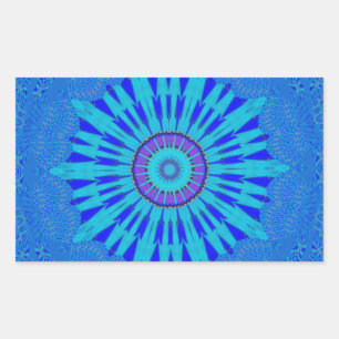 Sticker Rectangulaire Beau Royal Blue Mandala Art Imprimer