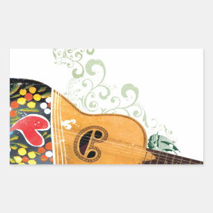 Sticker Rectangulaire Beaucoup de symboles du Portugal - guitare