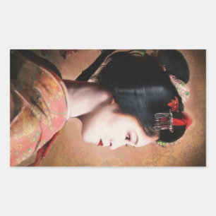 Sticker Rectangulaire Beauté de Geisha - cool oriental japonais peinture