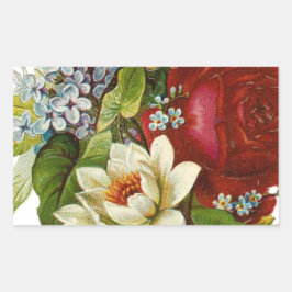 Sticker Rectangulaire Beautiful Romantic Summer Bouquet with Red Rose