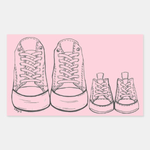 Sticker Rectangulaire Bébé Fille rose Gros Basket Nouvel Arrivée