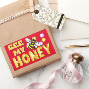 Sticker Rectangulaire BEE MY HONEY drôle de jolies valentines d'abeilles