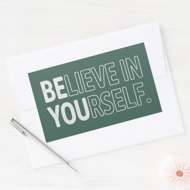 Sticker Rectangulaire Believe In Yourself Teacher Motivational Positive  (Enveloppe)