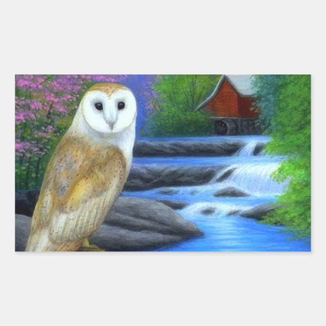 Sticker Rectangulaire belle affiche de nature de hibou (Devant)