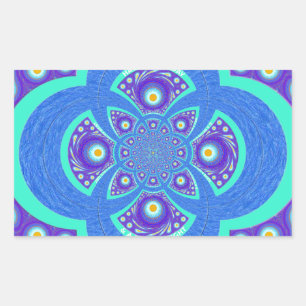 Sticker Rectangulaire Belle belle Afrique bleu Mandala Flora design