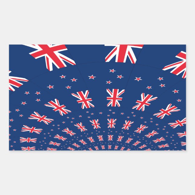 Sticker Rectangulaire Belle Nouvelle-Zélande Drapeau Art Design (Devant)