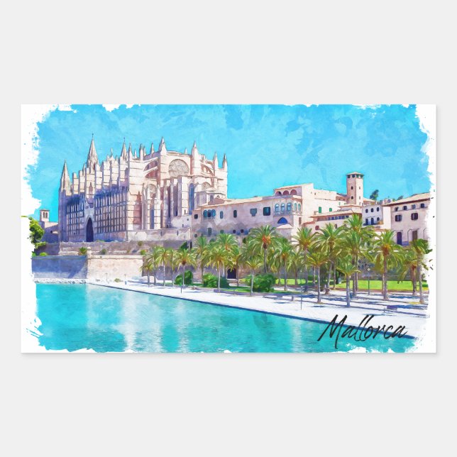 Sticker Rectangulaire Belle Palma de Mallorca Espagne Baléares (Devant)