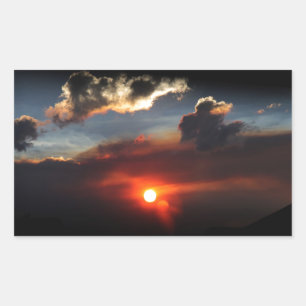 Sticker Rectangulaire belle photo de coucher de soleil enfumé