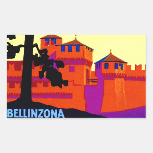 Sticker Rectangulaire Bellinzona 1925 Suisse