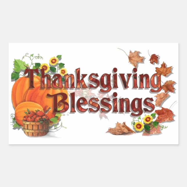 Sticker Rectangulaire Bénédiction de Thanksgiving (Devant)