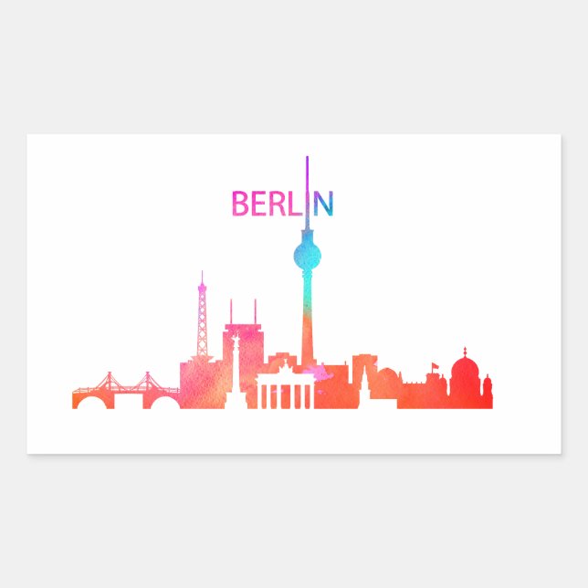 Sticker Rectangulaire Berlin coloré (Devant)