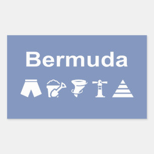 Sticker Rectangulaire Bermudes Icônes Monotone Dark
