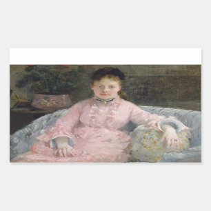Sticker Rectangulaire Berthe Morisot - Robe Rose