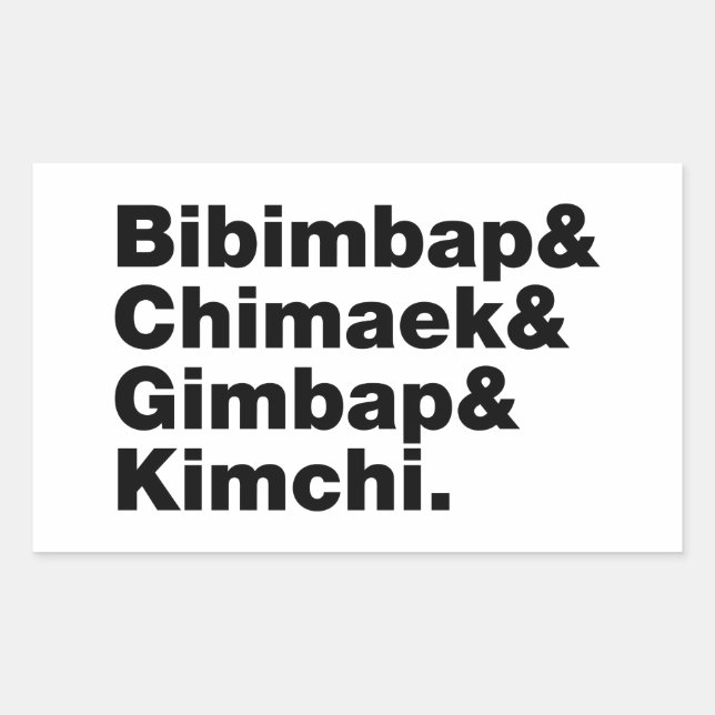 Sticker Rectangulaire Bibimbap & Chimaek & Gimbap & Kimchi. Aliments cor (Devant)