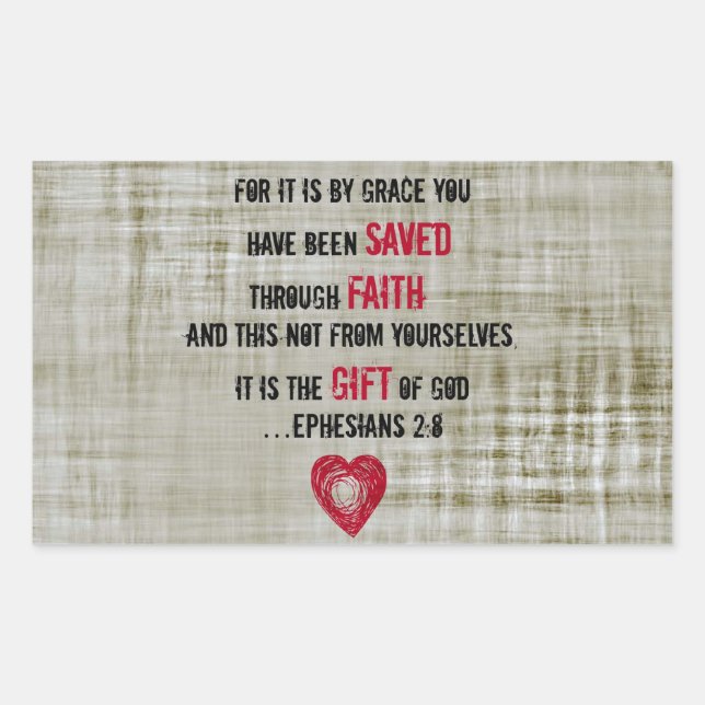 Sticker Rectangulaire Bible Verse Éphésiens 2:8 (Devant)