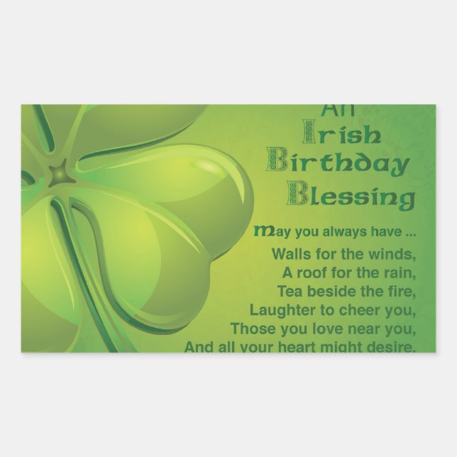 Sticker Rectangulaire Bienheureux d'anniversaire irlandais, celtique (Devant)