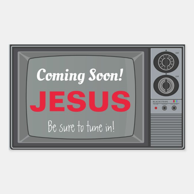 Sticker Rectangulaire Bientôt Jesus TV (Devant)