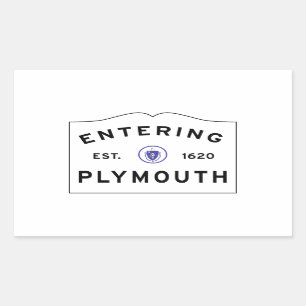 Sticker Rectangulaire Bienvenue à l'enseigne municipale de Plymouth MA