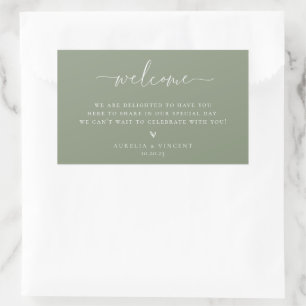 Sticker Rectangulaire Bienvenue du Mariage Sage Green