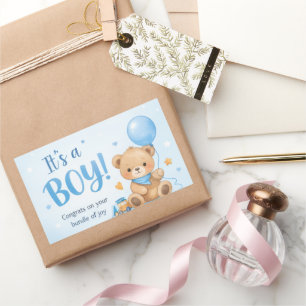 Sticker Rectangulaire Bienvenue Petit Garçon – Un Paquet de Joie Autocol