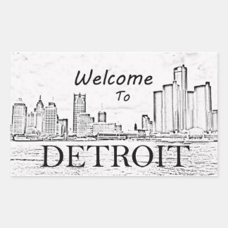 Sticker Rectangulaire Bienvenue sur l'autocollant Detroit