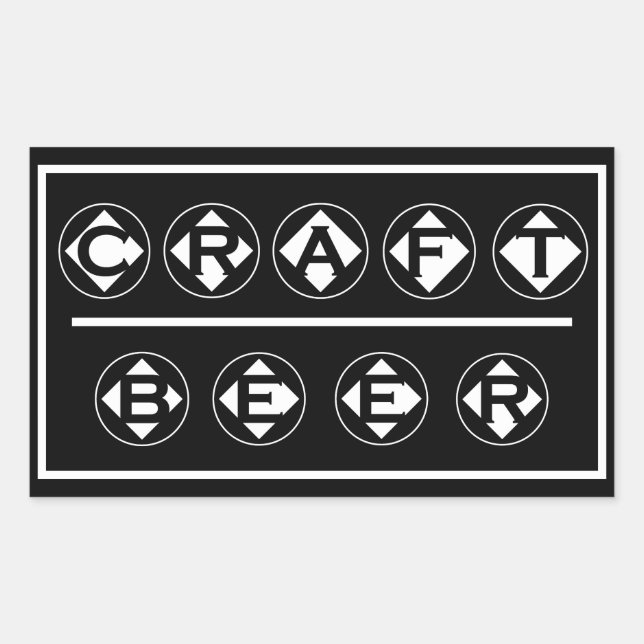 Sticker Rectangulaire BIÈRE D'ARTISANAT - Cercles de diamant (Devant)